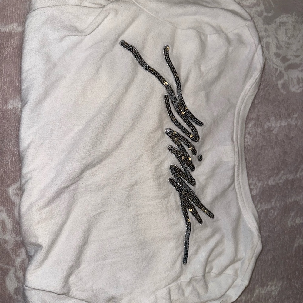 PINK Victoria's Secret White Tee with Black Embellishment